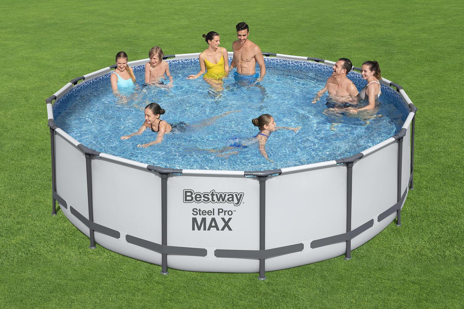 Каркасный бассейн Bestway 5612Z BW, Steel Pro Max 488х122см, 19480л, фильтр-насос, лестница, тент фото 6
